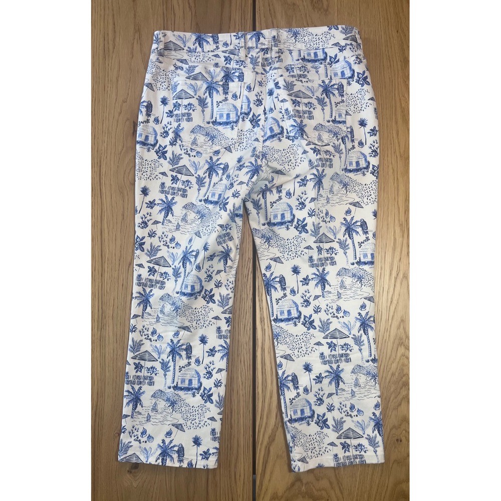 Tommy Bahama Beach Hut Print Jeans Womens 30x24 Blue White Coastal Toile - Picture 2 of 8